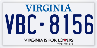 VA license plate VBC8156
