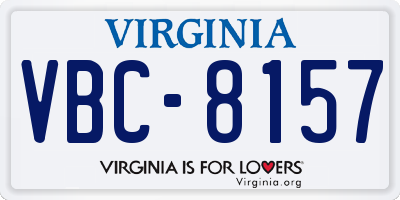 VA license plate VBC8157