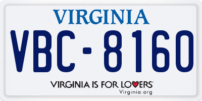 VA license plate VBC8160