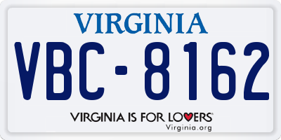 VA license plate VBC8162