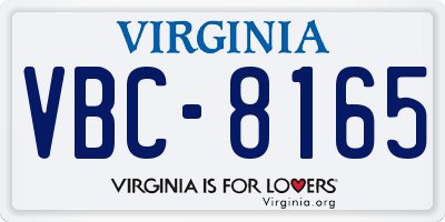 VA license plate VBC8165