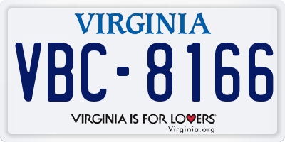VA license plate VBC8166