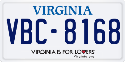 VA license plate VBC8168