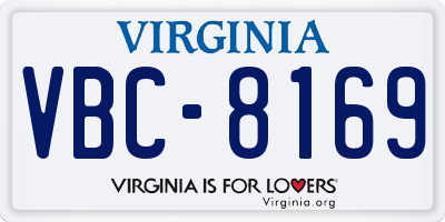 VA license plate VBC8169