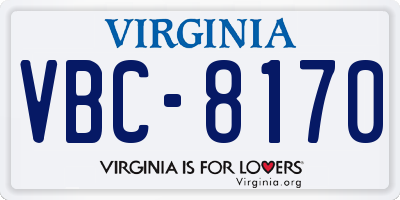 VA license plate VBC8170