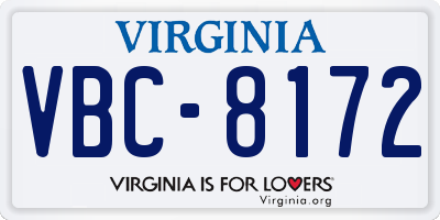 VA license plate VBC8172
