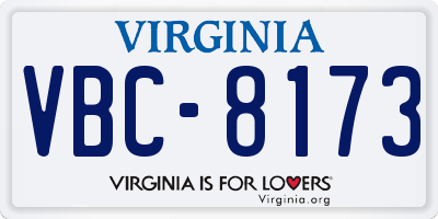VA license plate VBC8173
