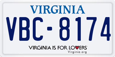 VA license plate VBC8174