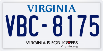 VA license plate VBC8175