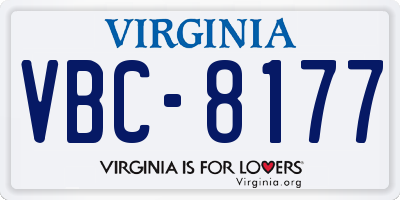 VA license plate VBC8177