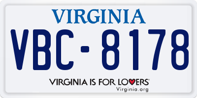 VA license plate VBC8178