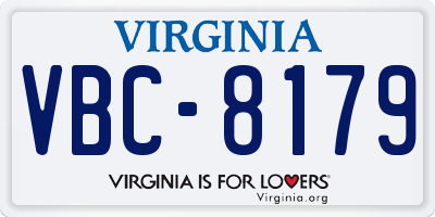 VA license plate VBC8179
