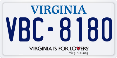VA license plate VBC8180