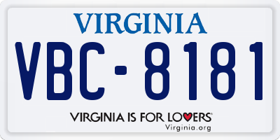 VA license plate VBC8181
