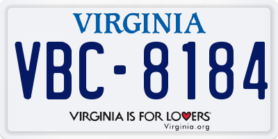 VA license plate VBC8184