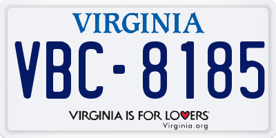 VA license plate VBC8185