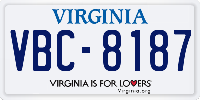 VA license plate VBC8187
