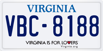 VA license plate VBC8188