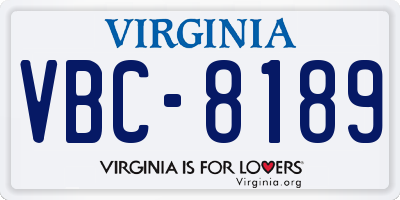 VA license plate VBC8189