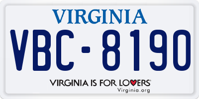 VA license plate VBC8190