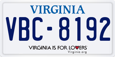 VA license plate VBC8192