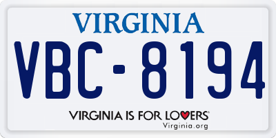 VA license plate VBC8194