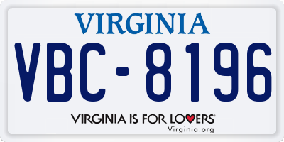 VA license plate VBC8196