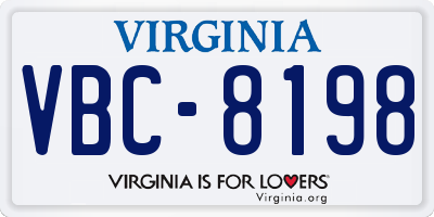 VA license plate VBC8198