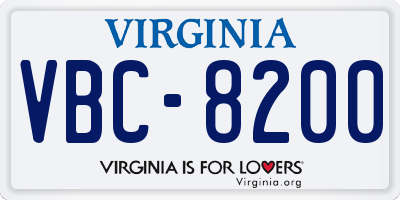 VA license plate VBC8200