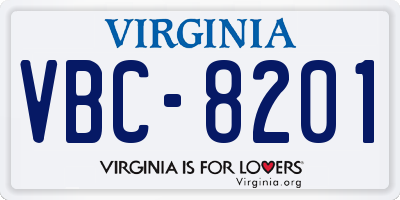 VA license plate VBC8201