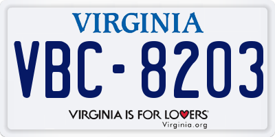VA license plate VBC8203