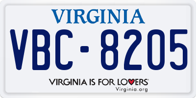 VA license plate VBC8205