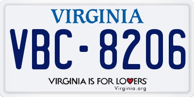 VA license plate VBC8206