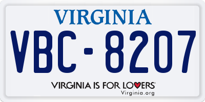 VA license plate VBC8207