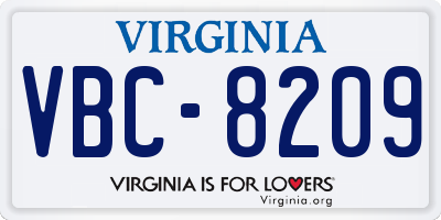 VA license plate VBC8209
