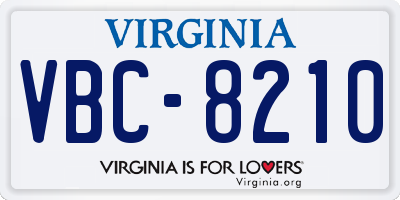 VA license plate VBC8210