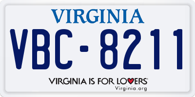 VA license plate VBC8211
