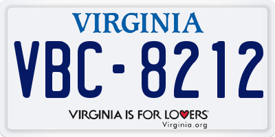 VA license plate VBC8212