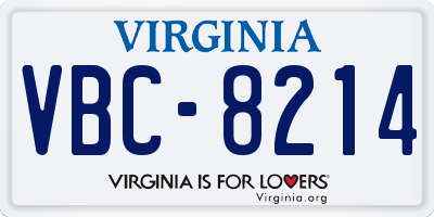 VA license plate VBC8214