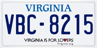 VA license plate VBC8215