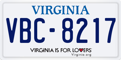 VA license plate VBC8217