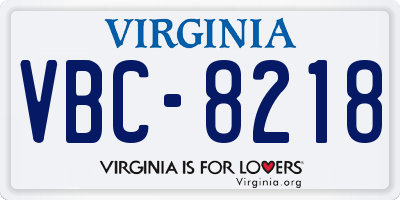 VA license plate VBC8218