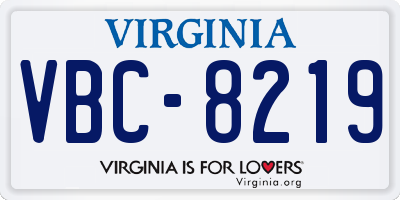 VA license plate VBC8219