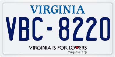 VA license plate VBC8220