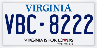VA license plate VBC8222