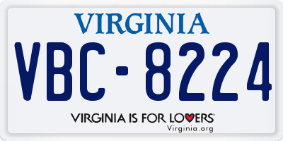 VA license plate VBC8224