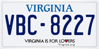 VA license plate VBC8227