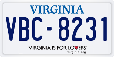 VA license plate VBC8231