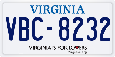 VA license plate VBC8232