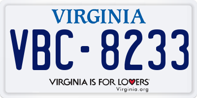 VA license plate VBC8233